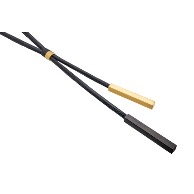 Adjustable black leather necklace with gold-plated stainless steel accents – minimalist design