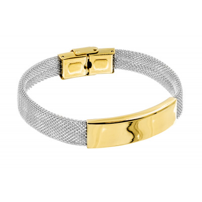 Delicate steel bracelet with gold-plated elements with...