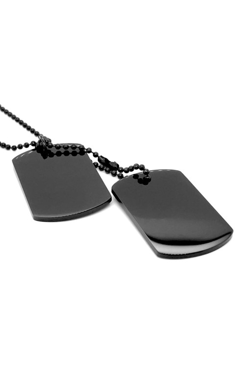 Black stainless steel dog tag with engraving – personalized, bold accent
