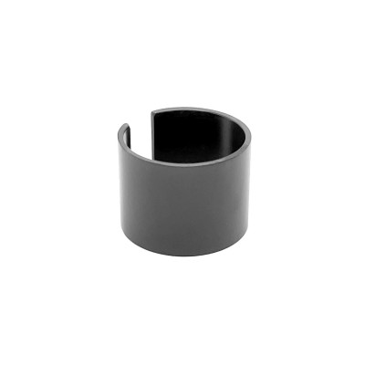 Wide matte black stainless steel ring.