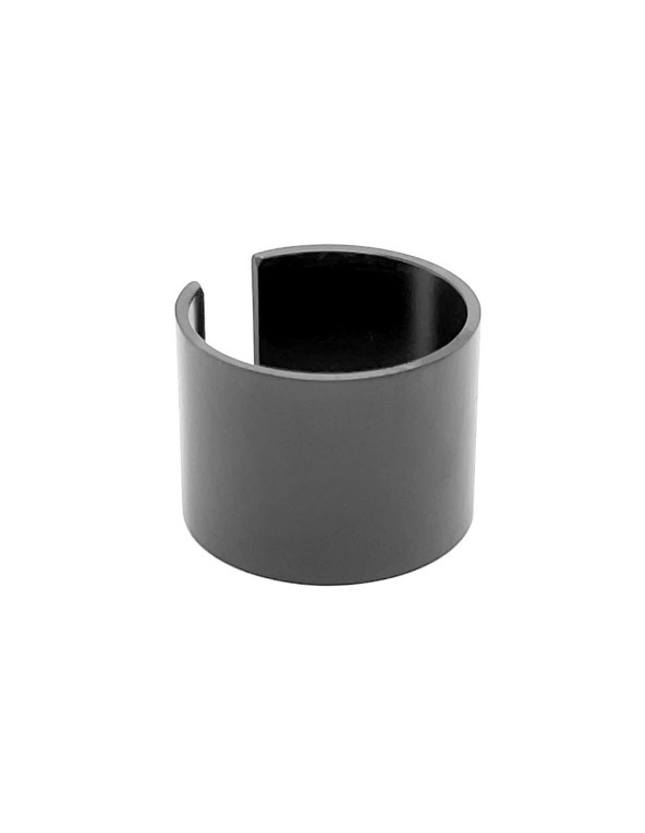 Wide matte black stainless steel ring.