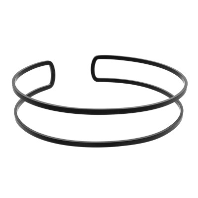 Black matte double stainless steel choker necklace with geometric minimalist form