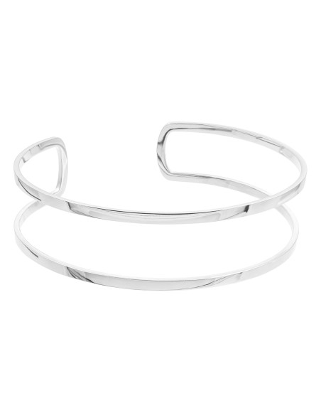 Silver double stainless steel arm cuff with minimalist modern design