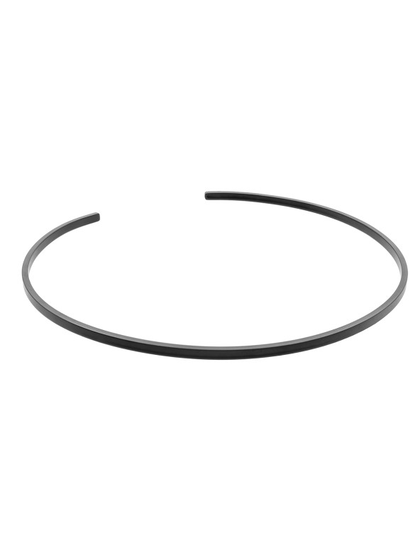 Black matte stainless steel choker necklace with minimalist modern design