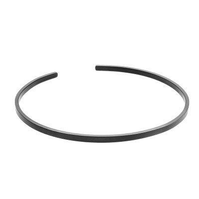 Black matte stainless steel arm cuff with sleek geometric design