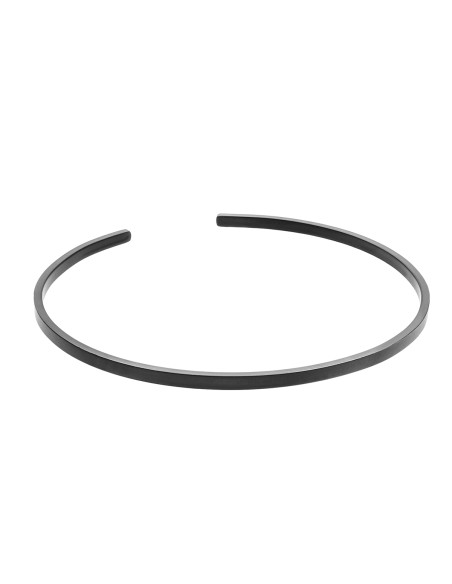 Black matte stainless steel arm cuff with sleek geometric design
