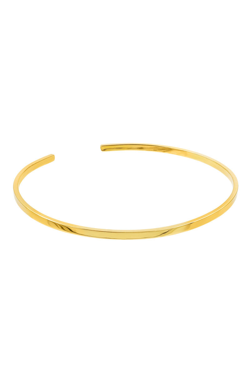 Gold stainless steel arm cuff with minimalist elegant design