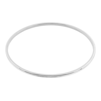 Silver delicate stainless steel bangle bracelet with modern minimalist design