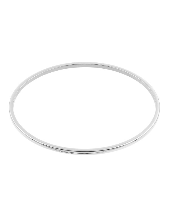 Silver delicate stainless steel bangle bracelet with modern minimalist design