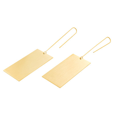 Antique gold long stainless steel minimalist earrings