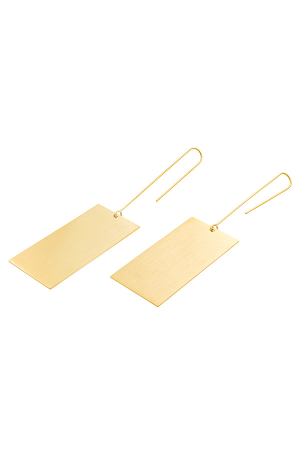 Antique gold long stainless steel minimalist earrings