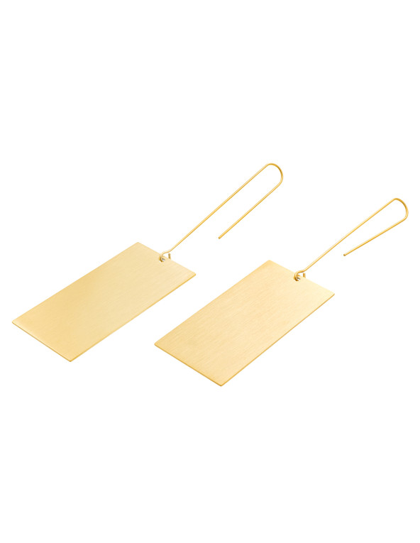 Antique gold long stainless steel minimalist earrings