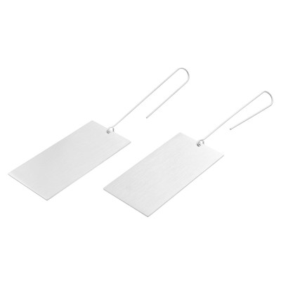 Satin silver long minimalist stainless steel earrings