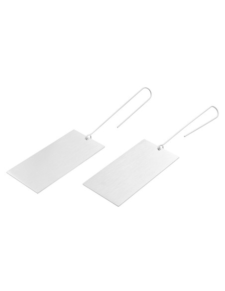 Satin silver long minimalist stainless steel earrings