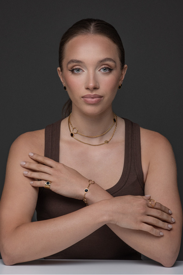 Double gold-plated stainless steel necklace with adjustable length and lobster clasp 2