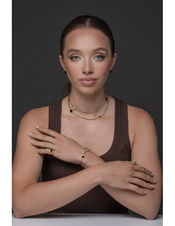 Double gold-plated stainless steel necklace with adjustable length and lobster clasp