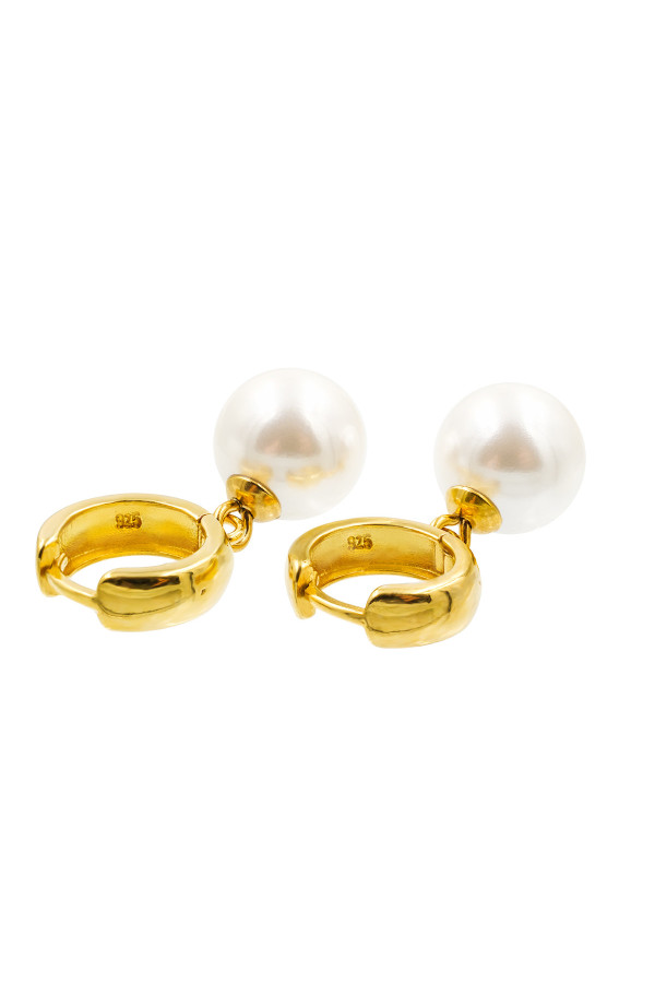Gold-plated hoop earrings with shell pearl 12 mm made of sterling silver