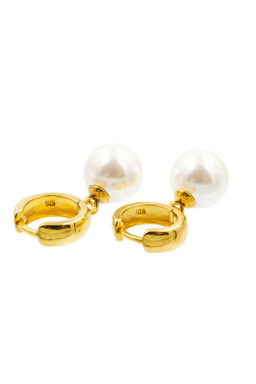 Gold-plated hoop earrings with shell pearl 12 mm made of sterling silver
