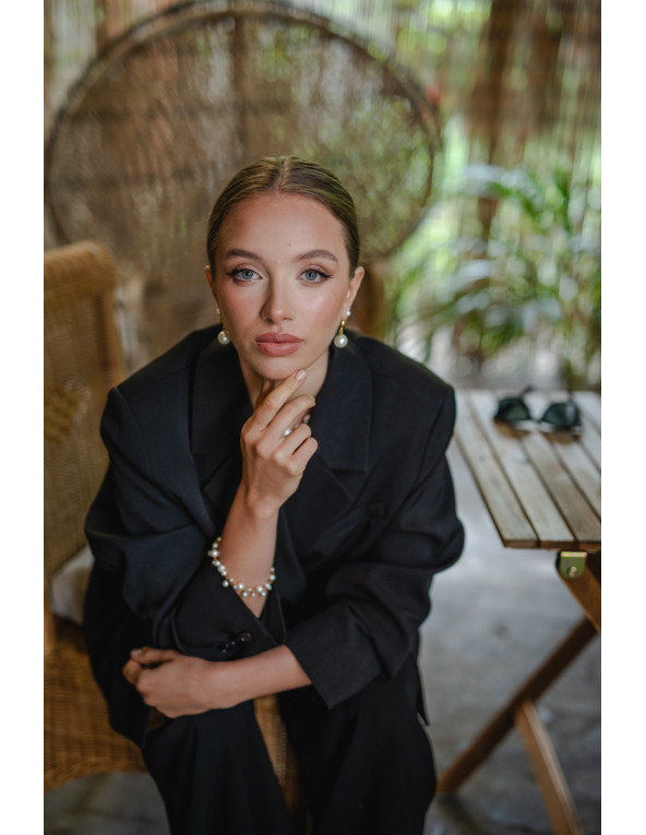 Gold-plated 925 silver hoop earrings with large shell pearl 16 mm