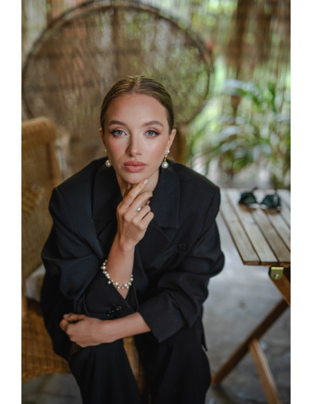 Gold-plated 925 silver hoop earrings with large shell pearl 16 mm