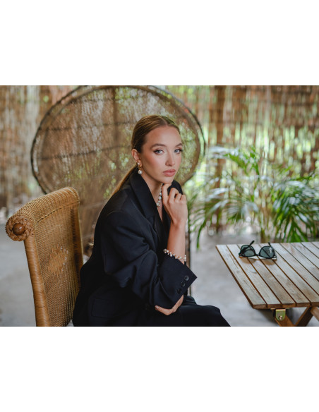 Gold-plated 925 silver hoop earrings with large shell pearl 16 mm