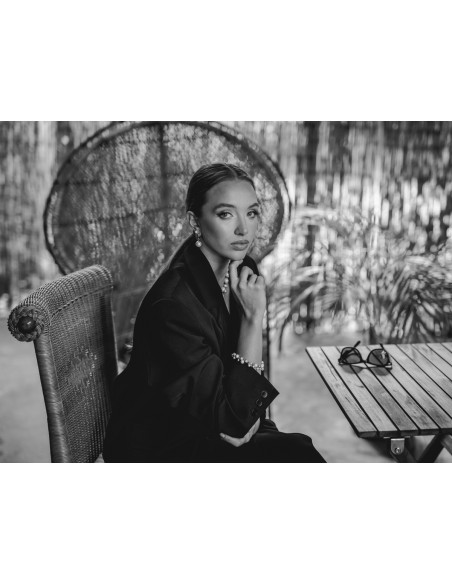 Silver hoop earrings with large shell pearl 16 mm made of sterling silver