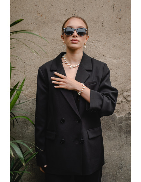 Gold-plated 925 silver hoop earrings with shell pearl 14 mm