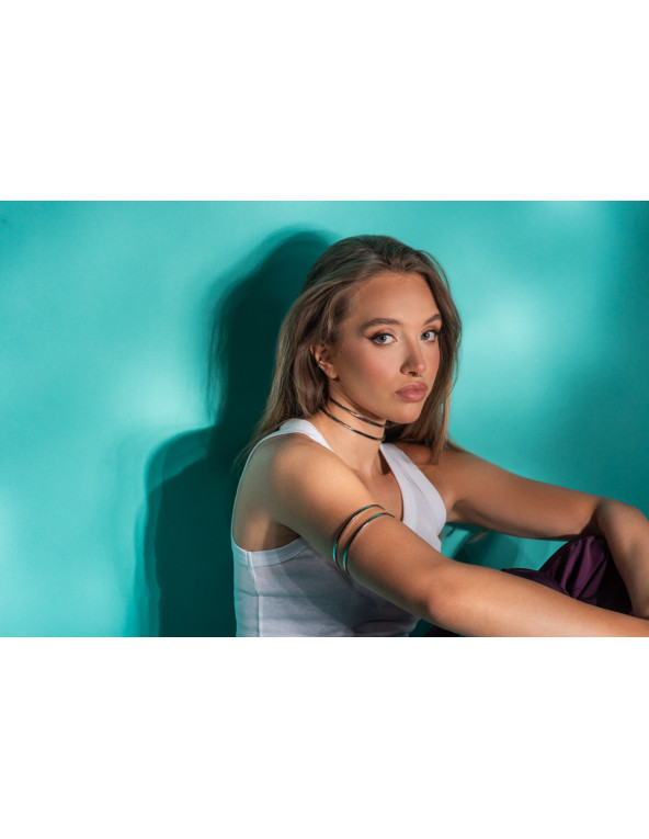 Silver double stainless steel arm cuff with minimalist modern design