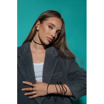 Black matte stainless steel choker necklace with minimalist modern design 2