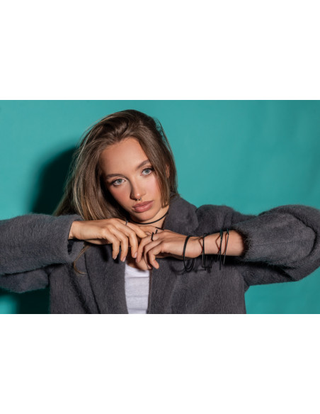 Black matte stainless steel choker necklace with minimalist modern design