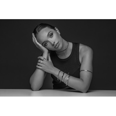 Silver stainless steel arm cuff with modern minimalist design 2