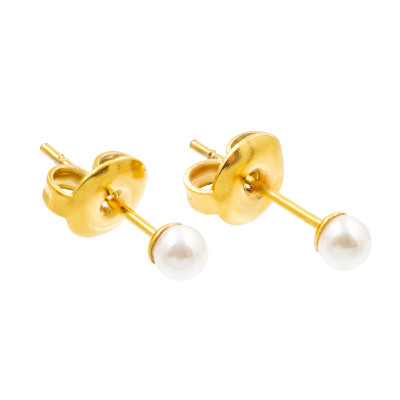 Delicate gold-plated earrings with 3 mm shell pearls