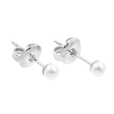 Delicate pearl stud earrings with 3 mm shell pearls in silver