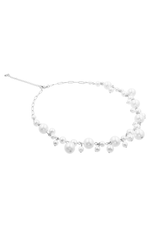 Shell pearl necklace with silver stainless steel
