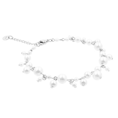 Shell pearl bracelet with stainless steel in silver tone