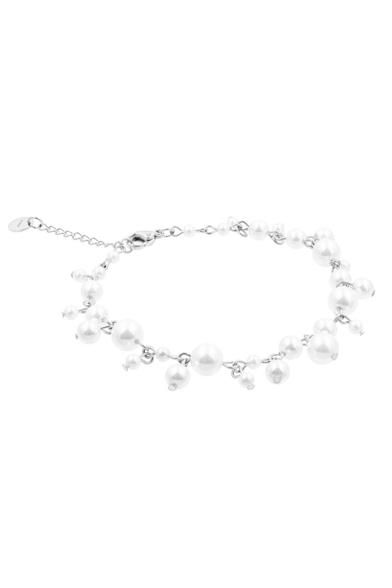Shell pearl bracelet with stainless steel in silver tone