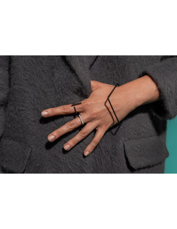 Black matte subtle stainless steel ring with sleek minimalist design