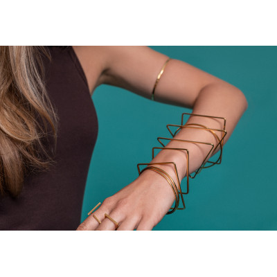 Gold delicate stainless steel bangle bracelet with minimalist elegant design 2