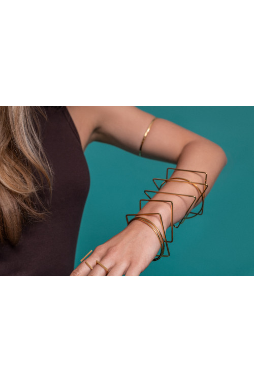 Gold delicate square stainless steel bangle bracelet