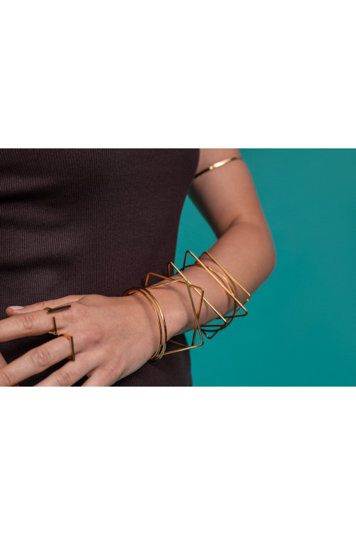 Gold delicate square stainless steel bangle bracelet