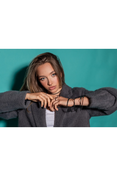 Black matte delicate square stainless steel bangle bracelet