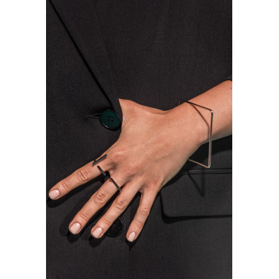 Silver delicate square stainless steel bangle bracelet 2