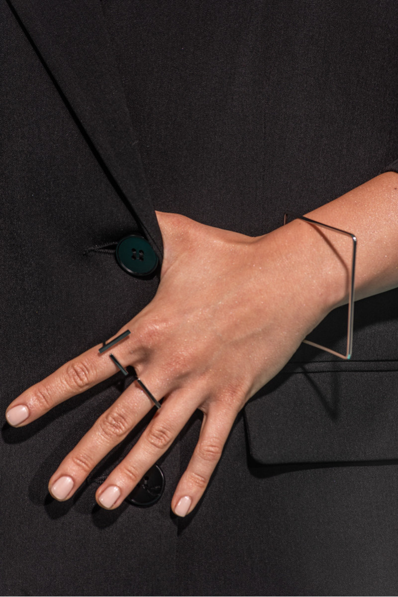 Silver delicate square stainless steel bangle bracelet