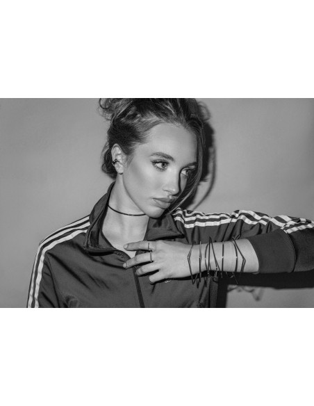 Silver delicate square stainless steel bangle bracelet