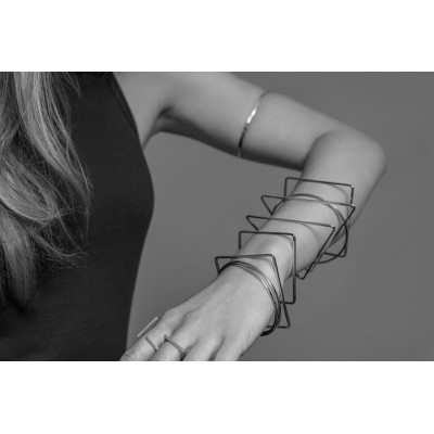 Silver delicate triangle stainless steel bangle bracelet 2