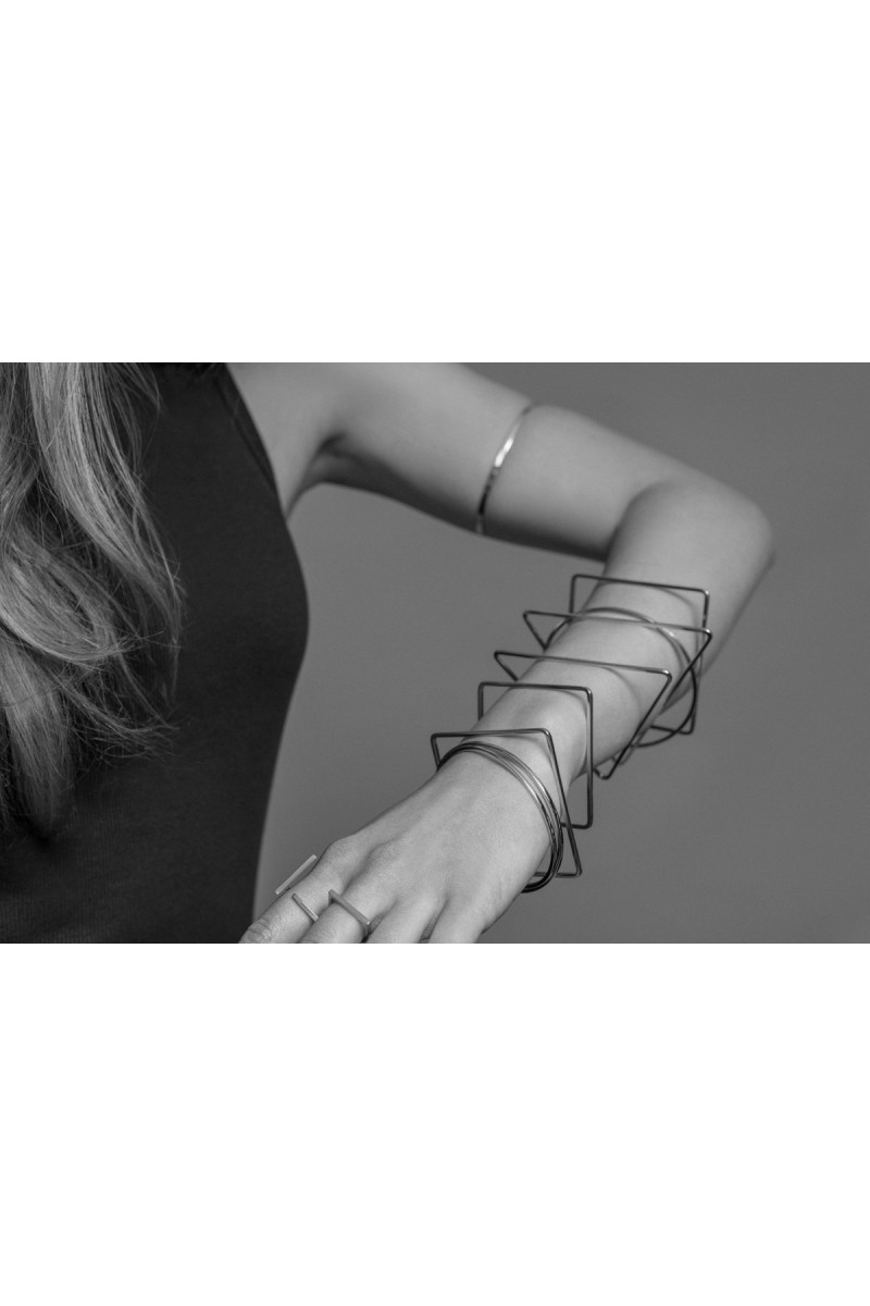 Silver delicate triangle stainless steel bangle bracelet