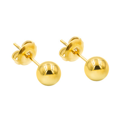 Gold ball stud earrings made of gold-plated stainless steel