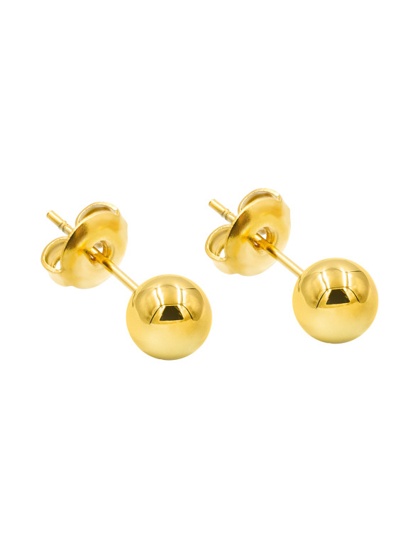 Gold ball stud earrings made of gold-plated stainless steel