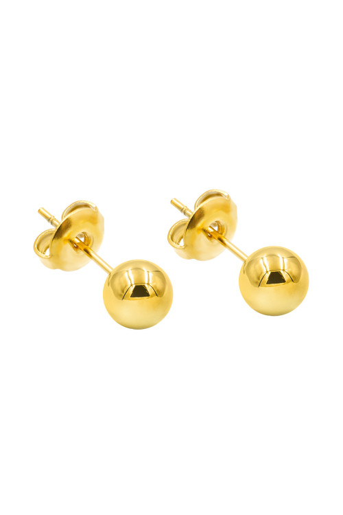 Gold ball stud earrings made of gold-plated stainless steel