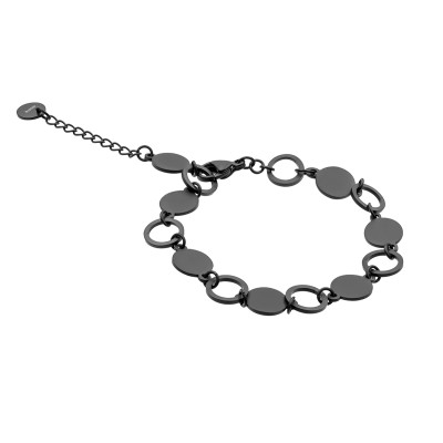 Black and raw stainless steel bracelet